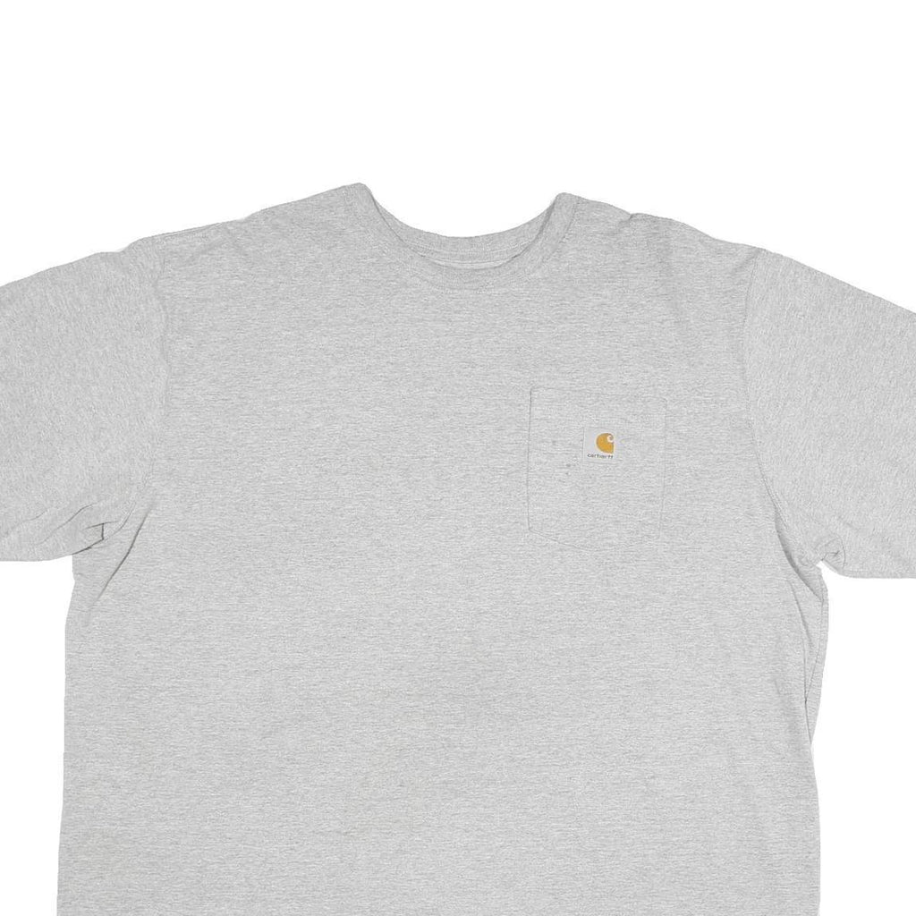 CARHARTT Mens Grey Pocket T-Shirt 2XL Short Sleeve Crew Neck Cotton Blend Casual