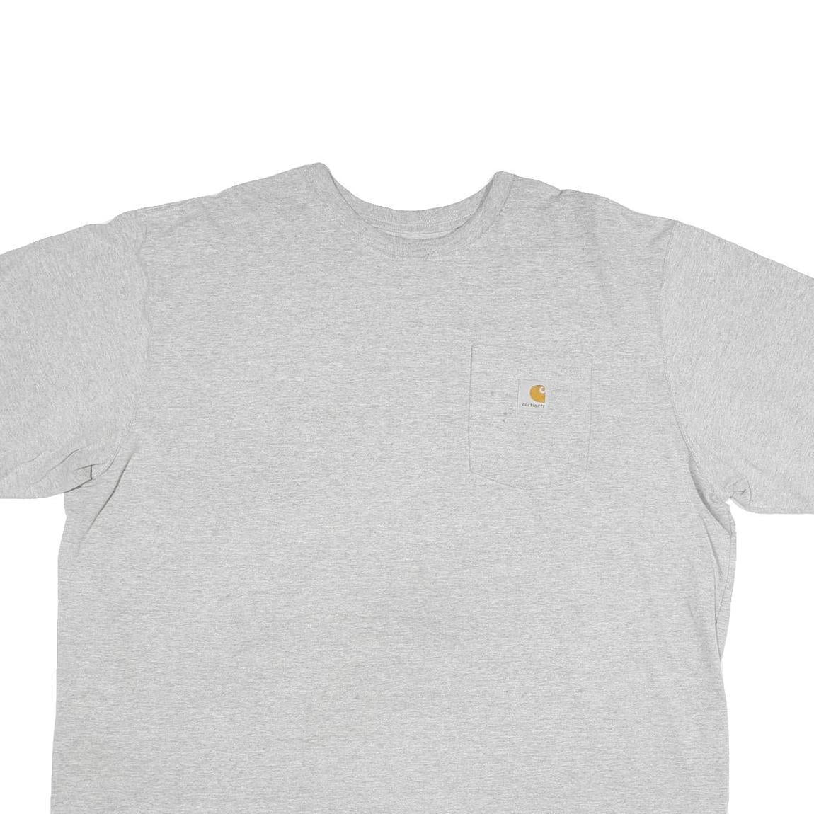 CARHARTT Mens Grey Pocket T-Shirt 2XL Short Sleeve Crew Neck Cotton Blend Casual