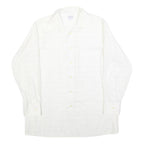 CLINE & CO Mens White Patterned Cotton Blend Shirt M Classic Button Up Long