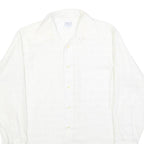 CLINE & CO Mens White Patterned Cotton Blend Shirt M Classic Button Up Long