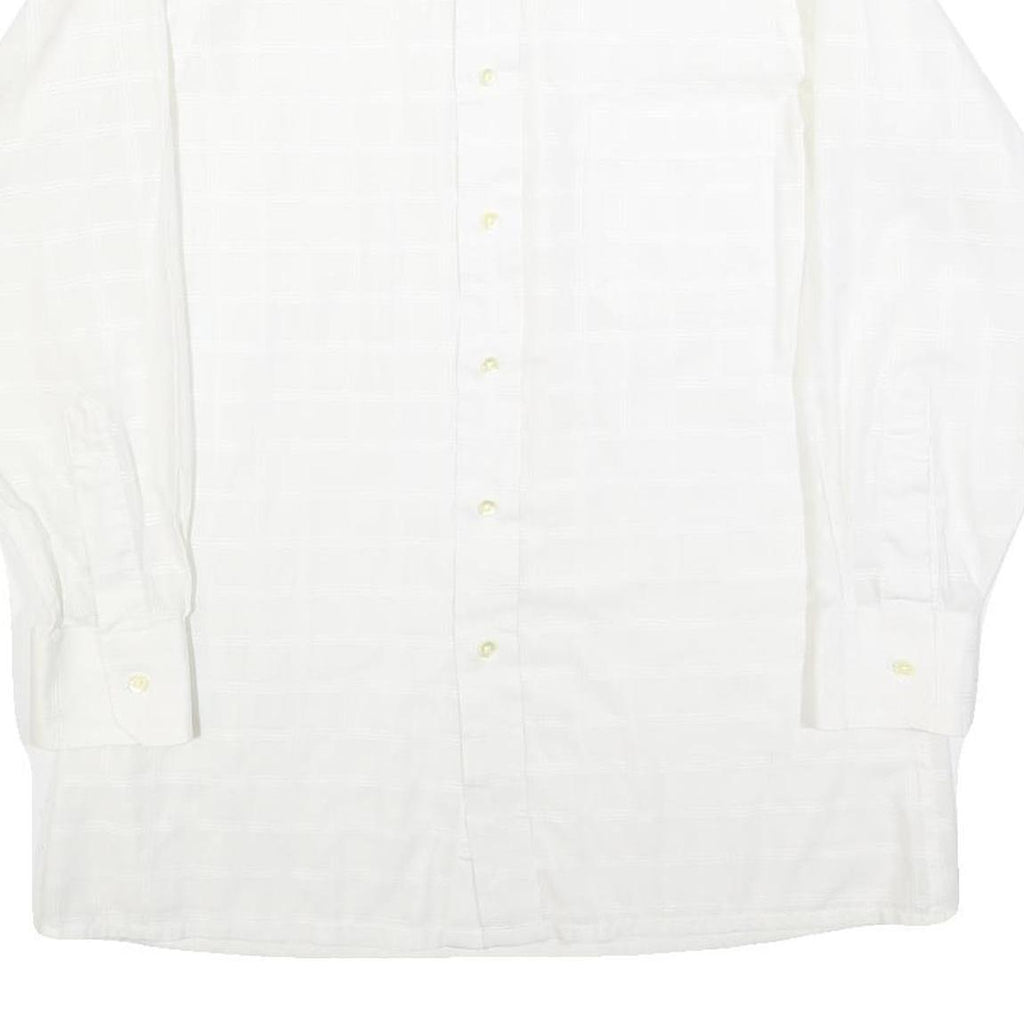 CLINE & CO Mens White Patterned Cotton Blend Shirt M Classic Button Up Long
