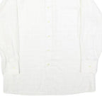 CLINE & CO Mens White Patterned Cotton Blend Shirt M Classic Button Up Long