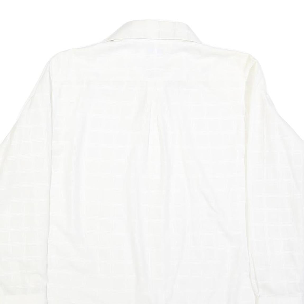 CLINE & CO Mens White Patterned Cotton Blend Shirt M Classic Button Up Long