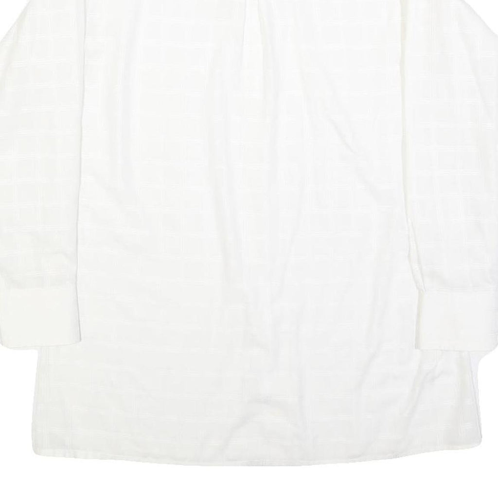 CLINE & CO Mens White Patterned Cotton Blend Shirt M Classic Button Up Long