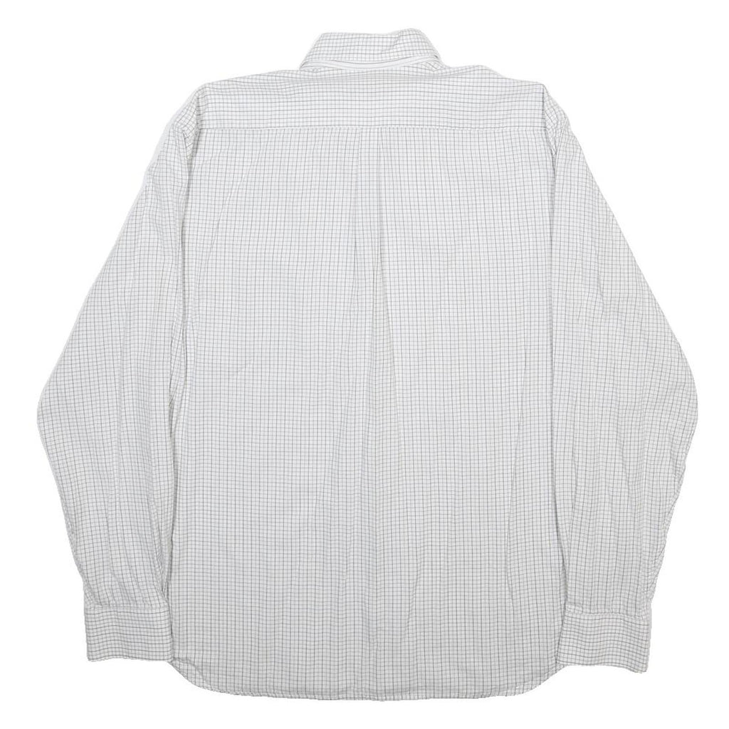 TOMMY HILFIGER Mens White Blue Check Shirt L Button Down Collar Classic Fit