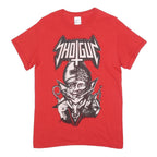 GILDAN Mens Red Shotgun Graphic T-Shirt S Short Sleeve Crew Neck Printed