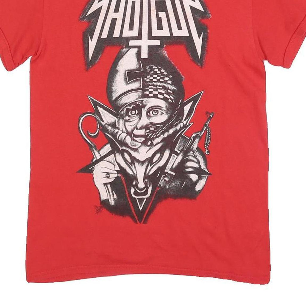 GILDAN Mens Red Shotgun Graphic T-Shirt S Short Sleeve Crew Neck Printed