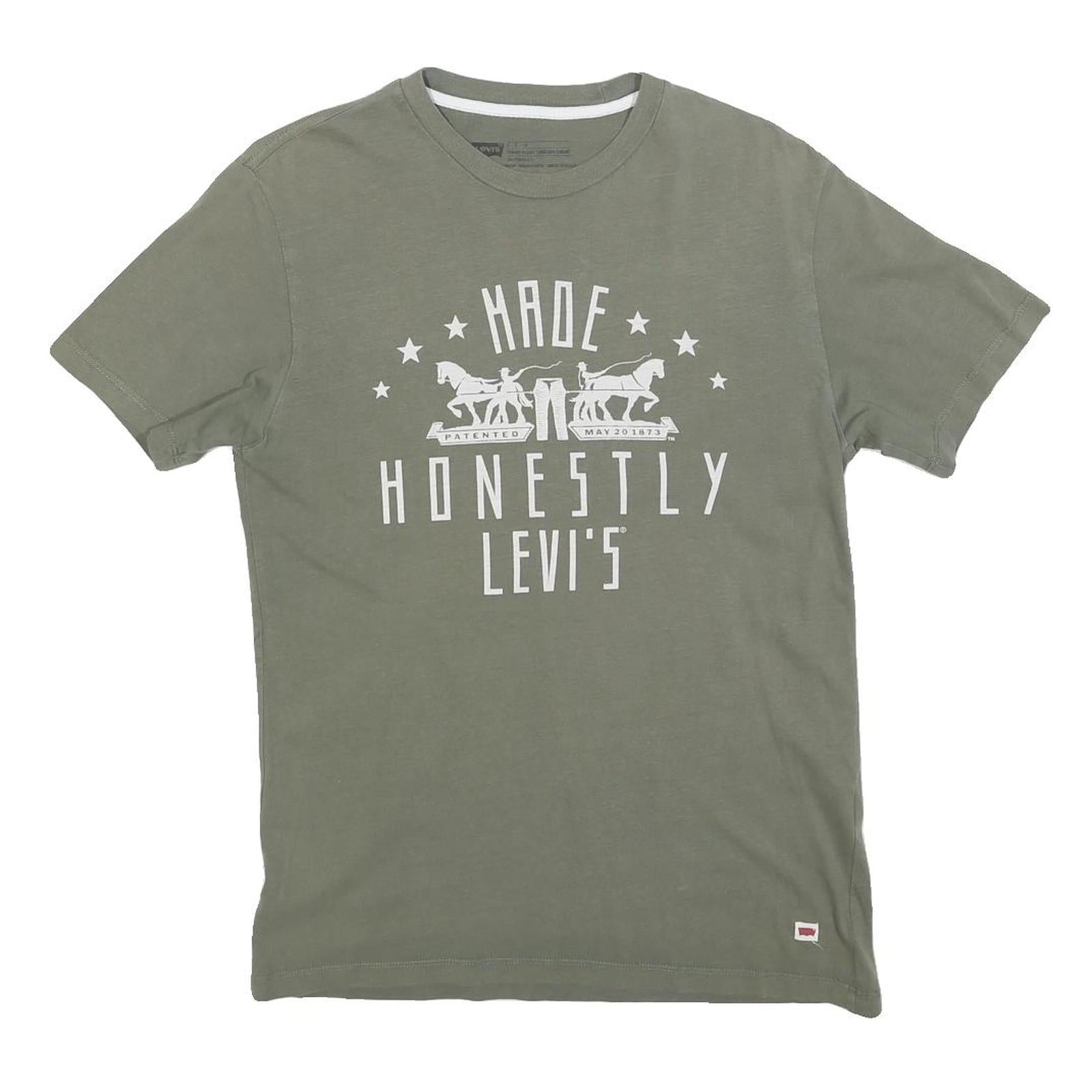 LEVI'S Mens Green Graphic T-Shirt S Short Sleeve Crew Neck Cotton Blend