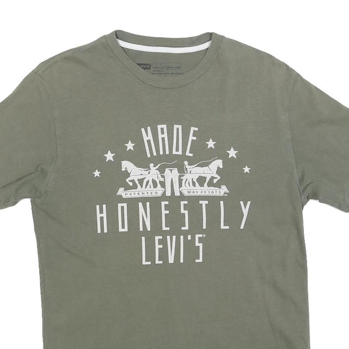 LEVI'S Mens Green Graphic T-Shirt S Short Sleeve Crew Neck Cotton Blend