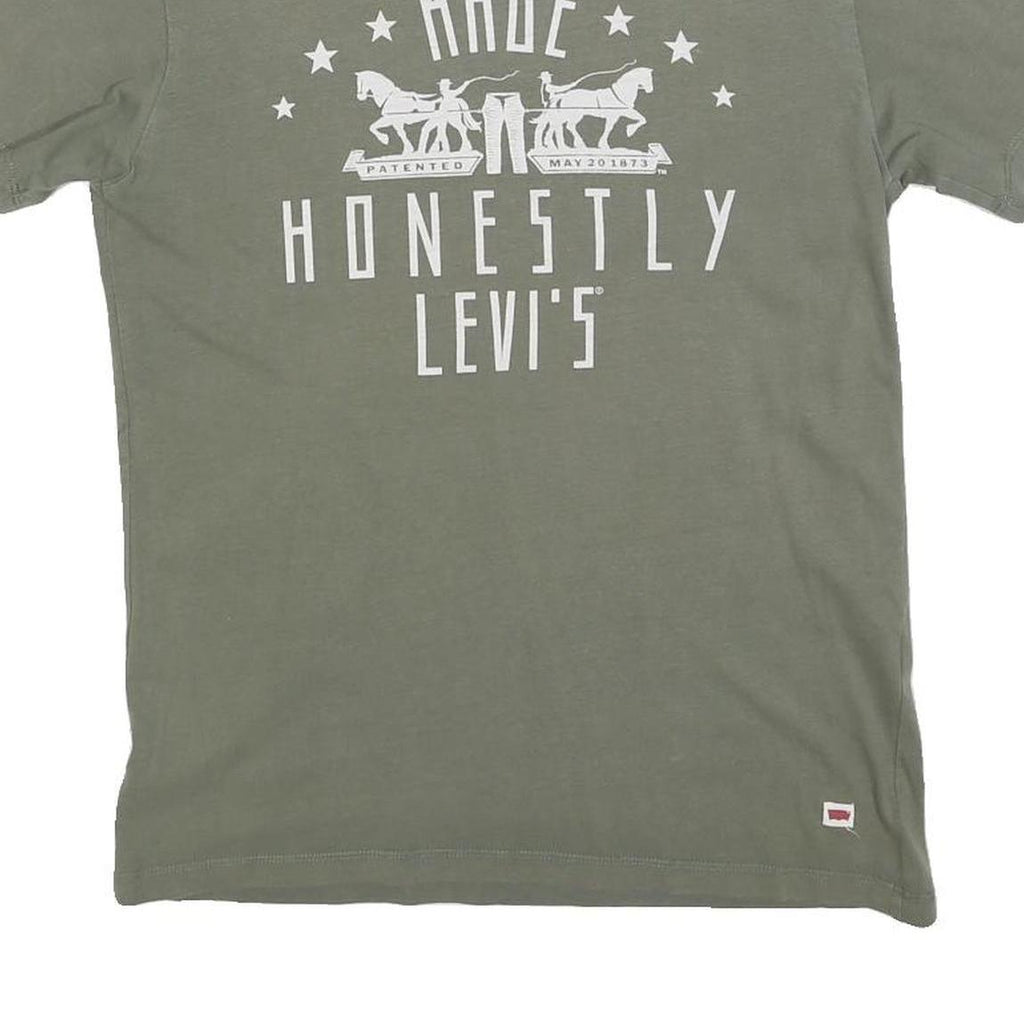 LEVI'S Mens Green Graphic T-Shirt S Short Sleeve Crew Neck Cotton Blend