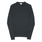 REISS Mens Black Plain Wool Blend Jumper Crew Neck Basic Knit XS Classic