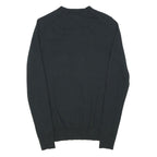 REISS Mens Black Plain Wool Blend Jumper Crew Neck Basic Knit XS Classic