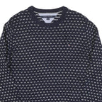 TOMMY HILFIGER Mens Navy & White Patterned Wool Blend Jumper Crew Neck Basic