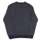 TOMMY HILFIGER Mens Navy & White Patterned Wool Blend Jumper Crew Neck Basic
