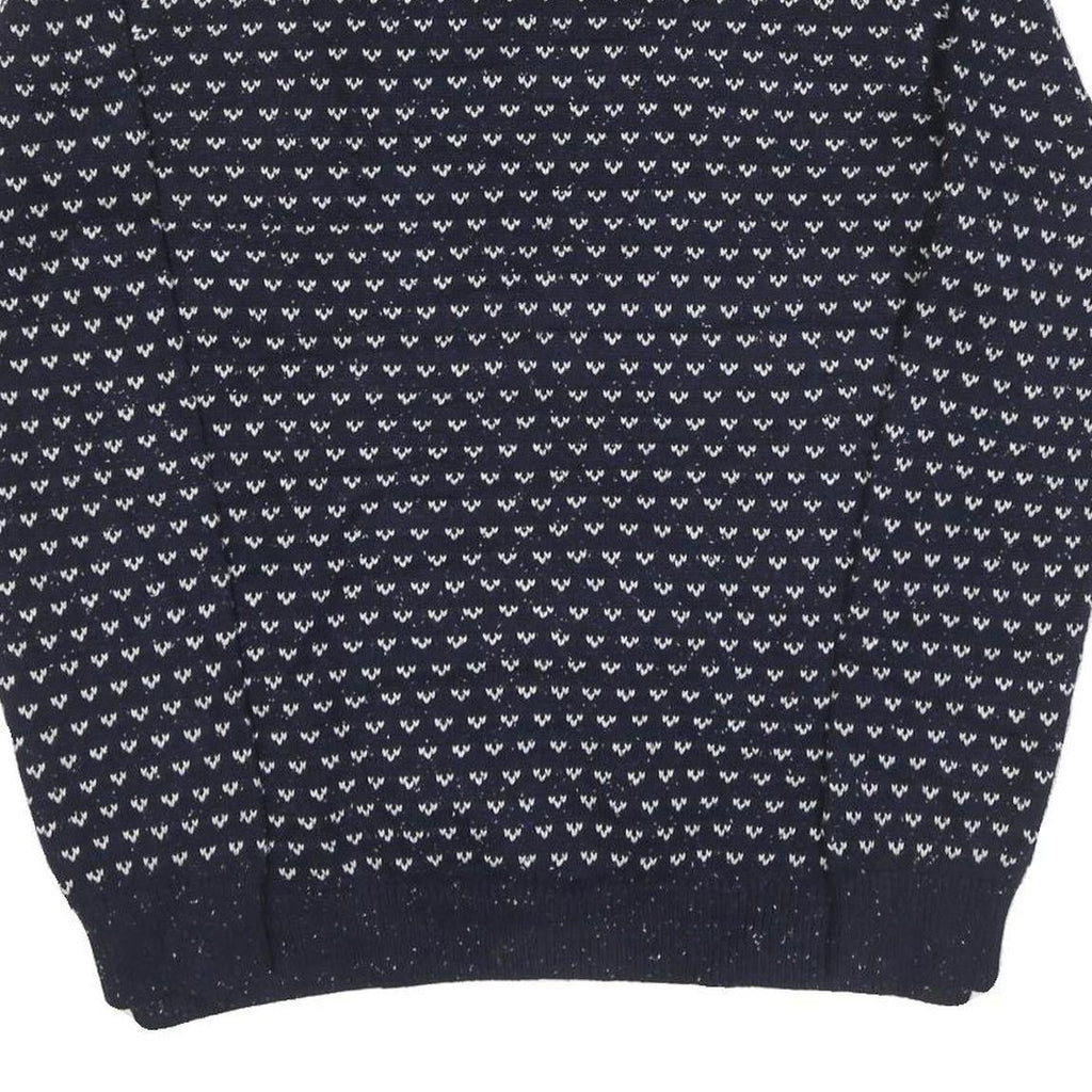 TOMMY HILFIGER Mens Navy & White Patterned Wool Blend Jumper Crew Neck Basic