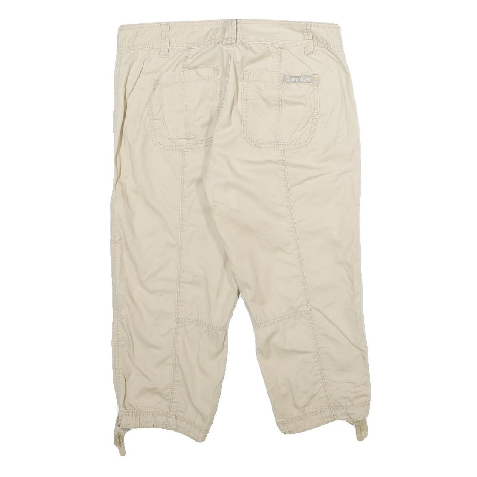 CALVIN KLEIN JEANS Womens Shorts Beige Casual Cotton UK 8 W30 Drawstring Hem