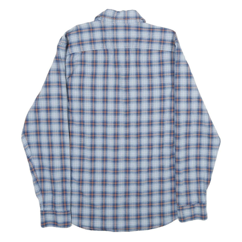 WRANGLER Mens Blue & Brown Checked Shirt M Cotton Blend Casual Western Work