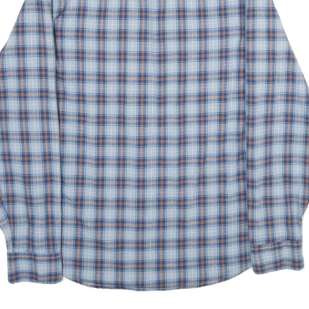 WRANGLER Mens Blue & Brown Checked Shirt M Cotton Blend Casual Western Work