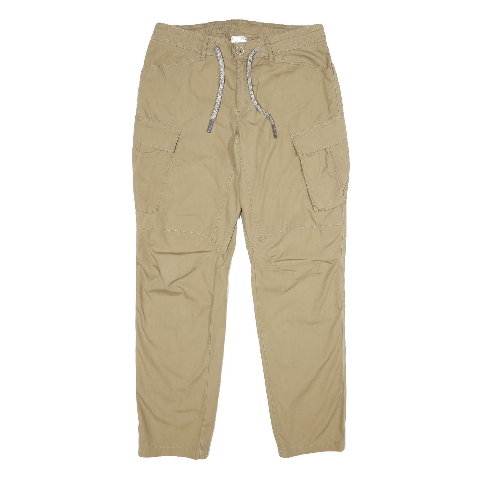 DECATHALON Womens Cotton Blend Beige Regular Cargo Trousers W32 L33 Casual