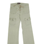 JOONI JOOLZ Womens Green Regular Flared Denim Light W26 L32 Drawstring Waist