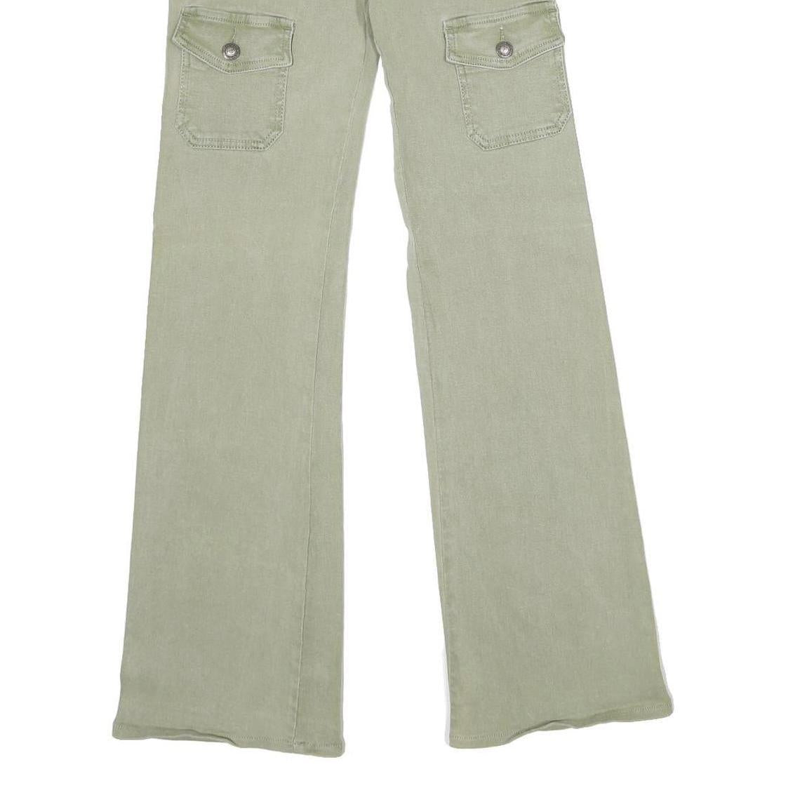 JOONI JOOLZ Womens Green Regular Flared Denim Light W26 L32 Drawstring Waist