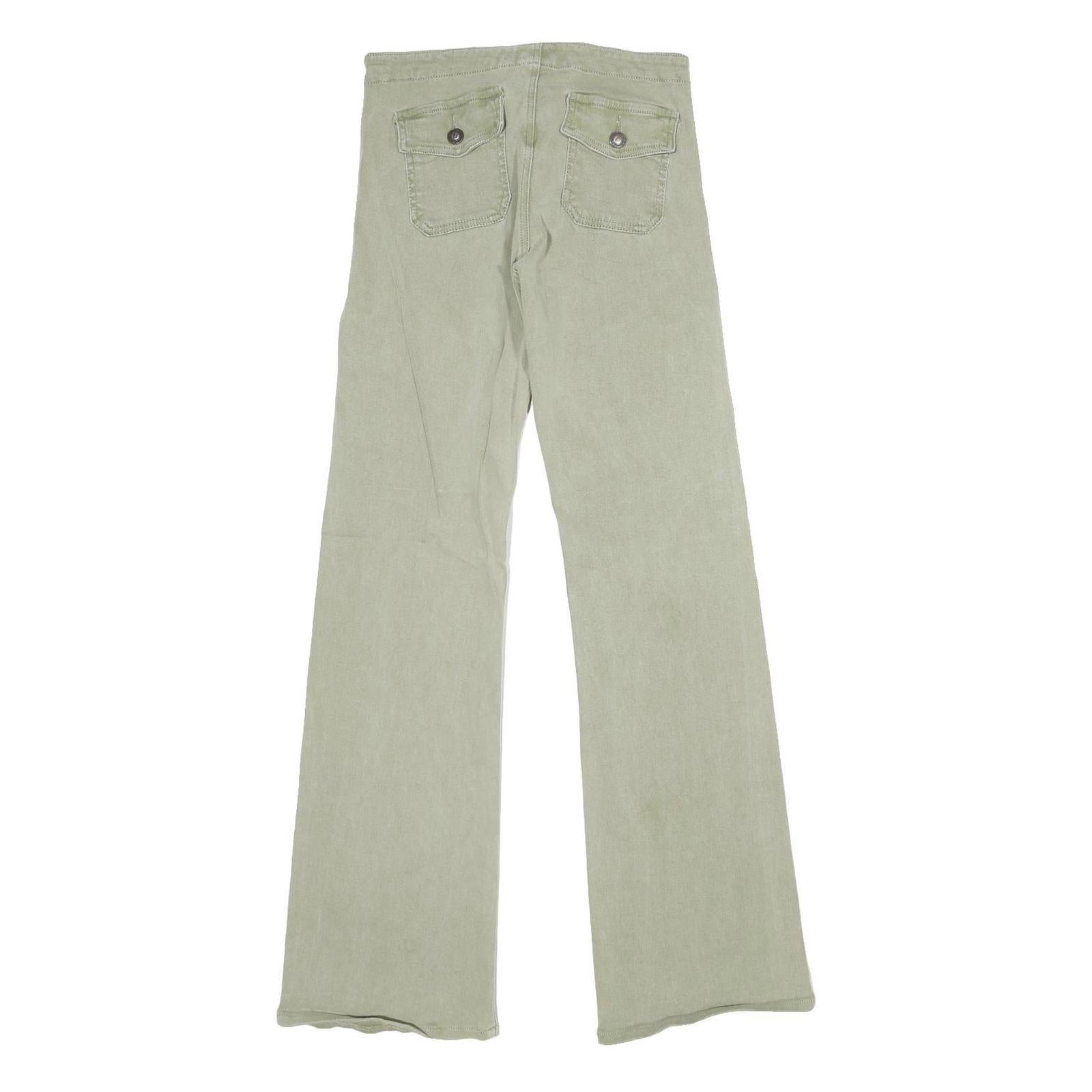 JOONI JOOLZ Womens Green Regular Flared Denim Light W26 L32 Drawstring Waist