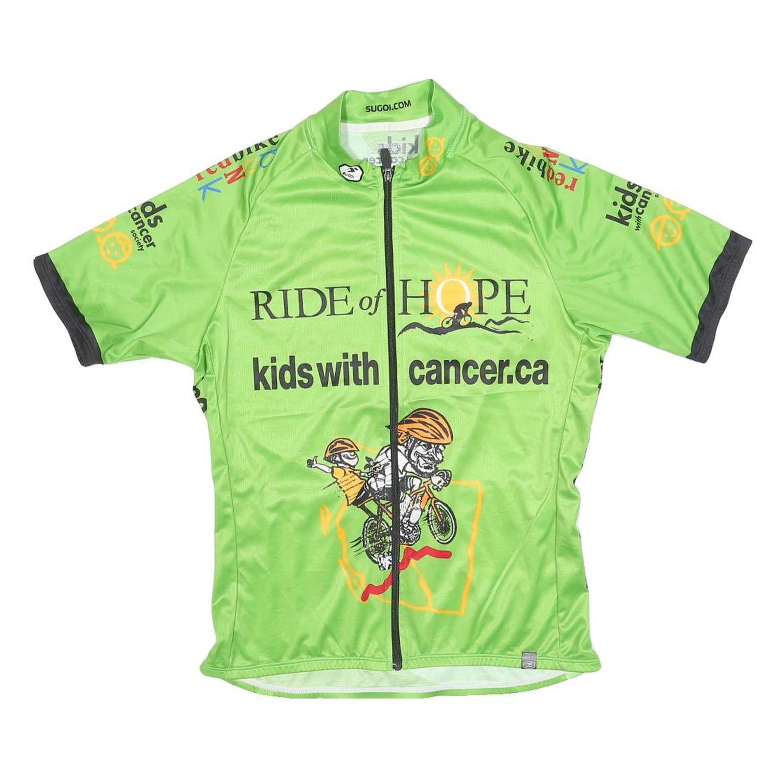 SUGOI Mens Green Ride Of Hope Graphic Cycling Jersey L Short Sleeve Zip Front