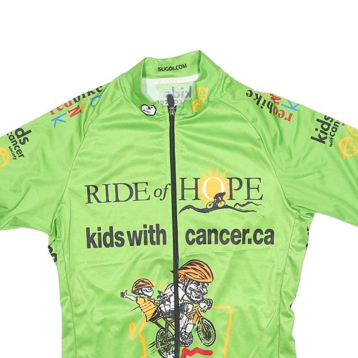 SUGOI Mens Green Ride Of Hope Graphic Cycling Jersey L Short Sleeve Zip Front