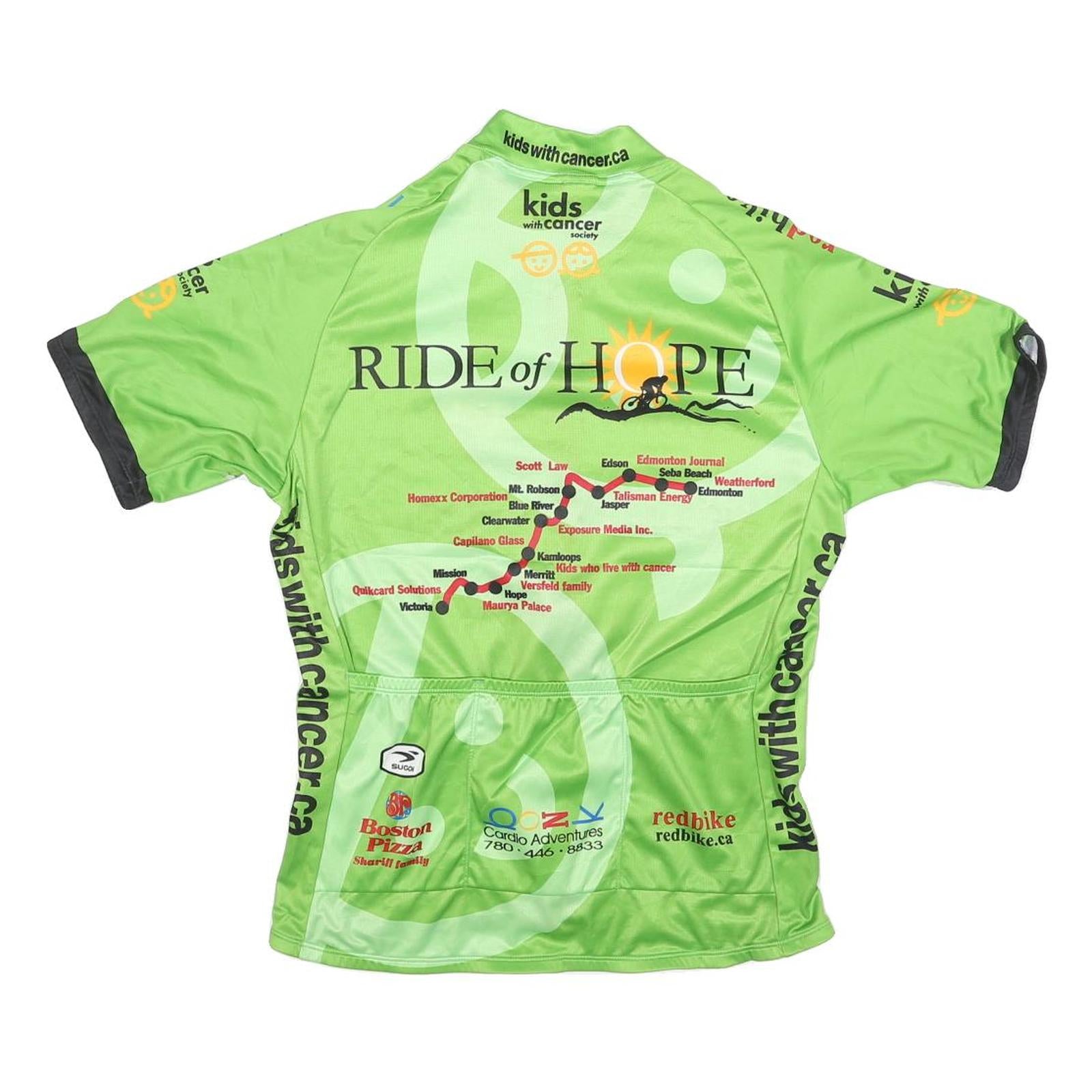 SUGOI Mens Green Ride Of Hope Graphic Cycling Jersey L Short Sleeve Zip Front