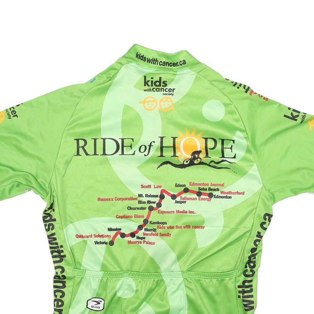 SUGOI Mens Green Ride Of Hope Graphic Cycling Jersey L Short Sleeve Zip Front