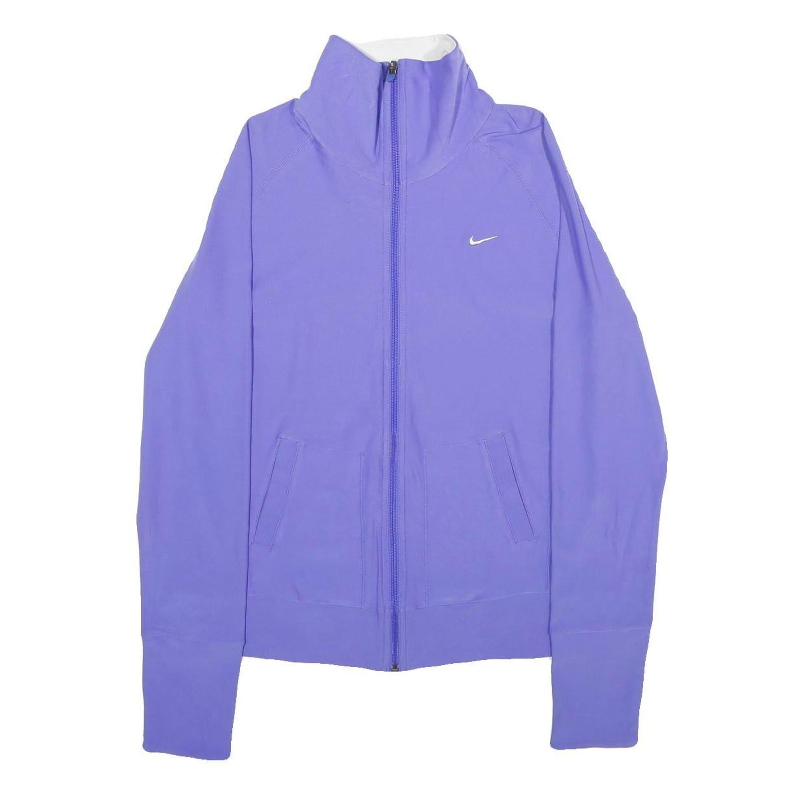 NIKE Womens Purple Jacket L Polyester Blend Zip Plain Lightweight Sportswear