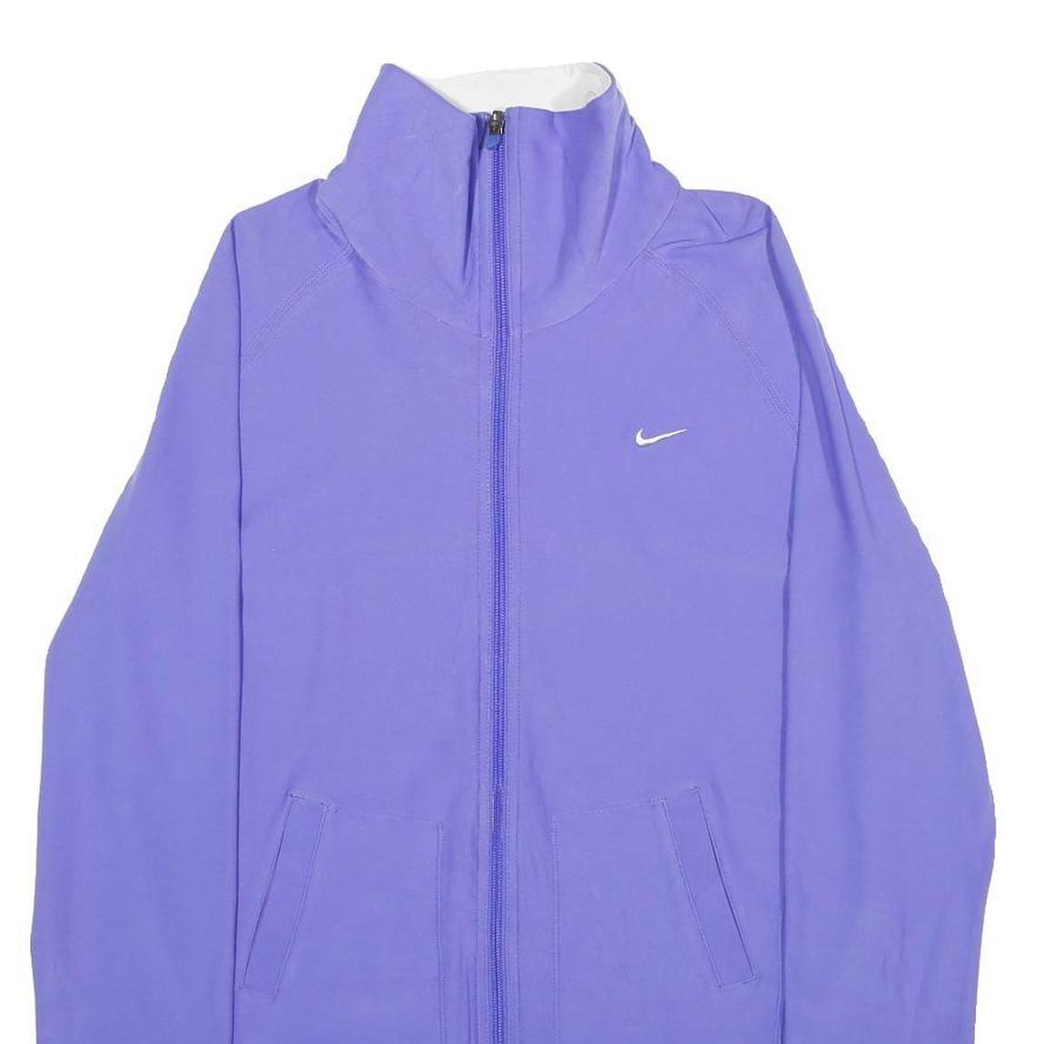 NIKE Womens Purple Jacket L Polyester Blend Zip Plain Lightweight Sportswear