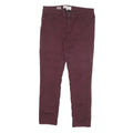 FAT FACE Womens Slim Skinny Cotton Blend Jeans Burgundy W30 L26 Zip Pockets