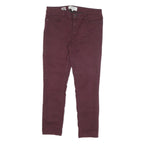 FAT FACE Womens Slim Skinny Cotton Blend Jeans Burgundy W30 L26 Zip Pockets