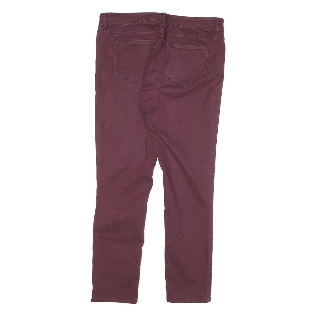 FAT FACE Womens Slim Skinny Cotton Blend Jeans Burgundy W30 L26 Zip Pockets