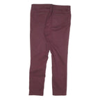 FAT FACE Womens Slim Skinny Cotton Blend Jeans Burgundy W30 L26 Zip Pockets