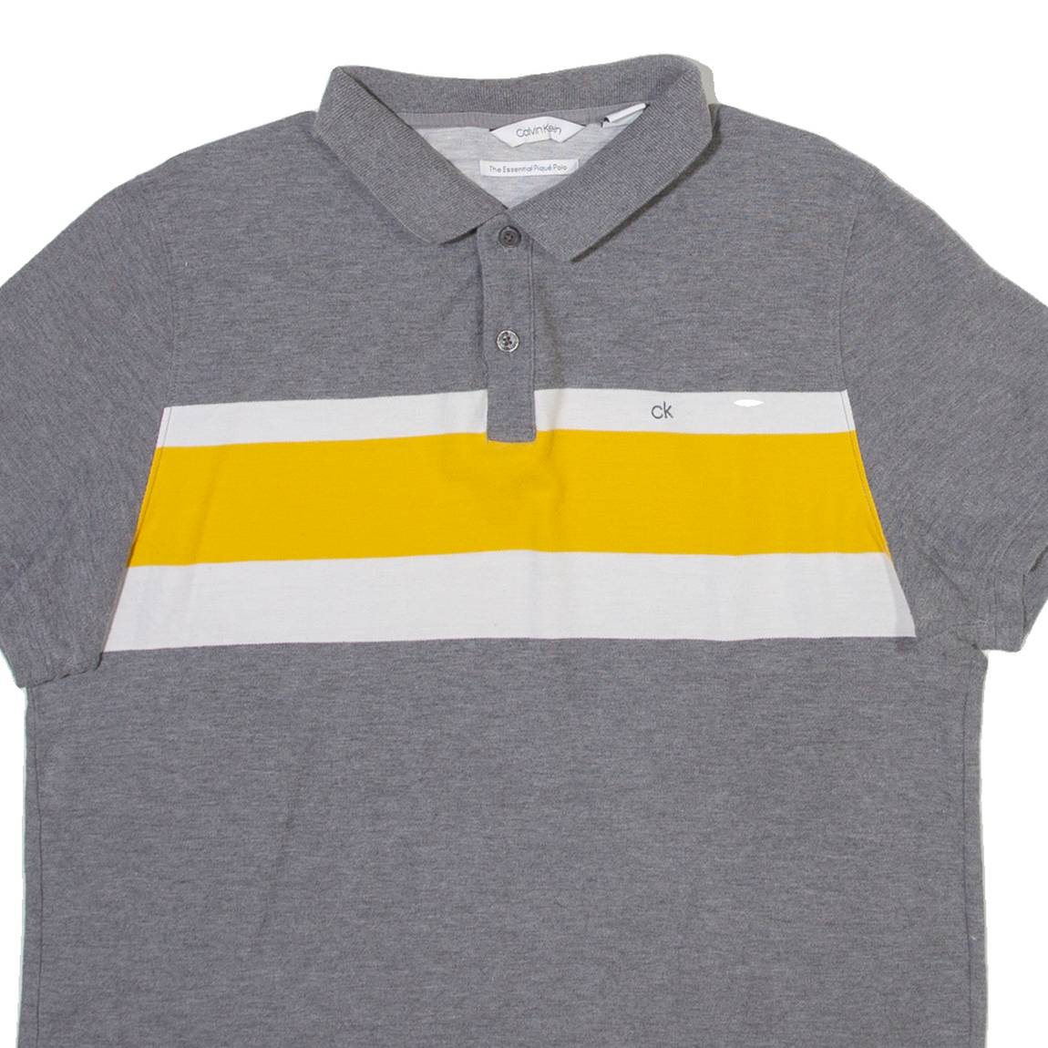 CALVIN KLEIN Mens Polo Shirt Grey Striped M