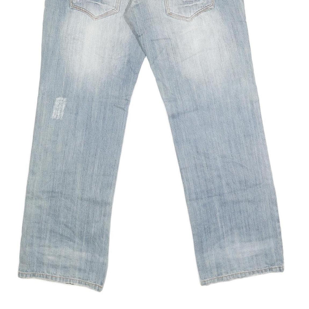 FA COUPE Mens Jeans Blue Regular Straight Denim Light W36 L32 Cotton Blend Zip