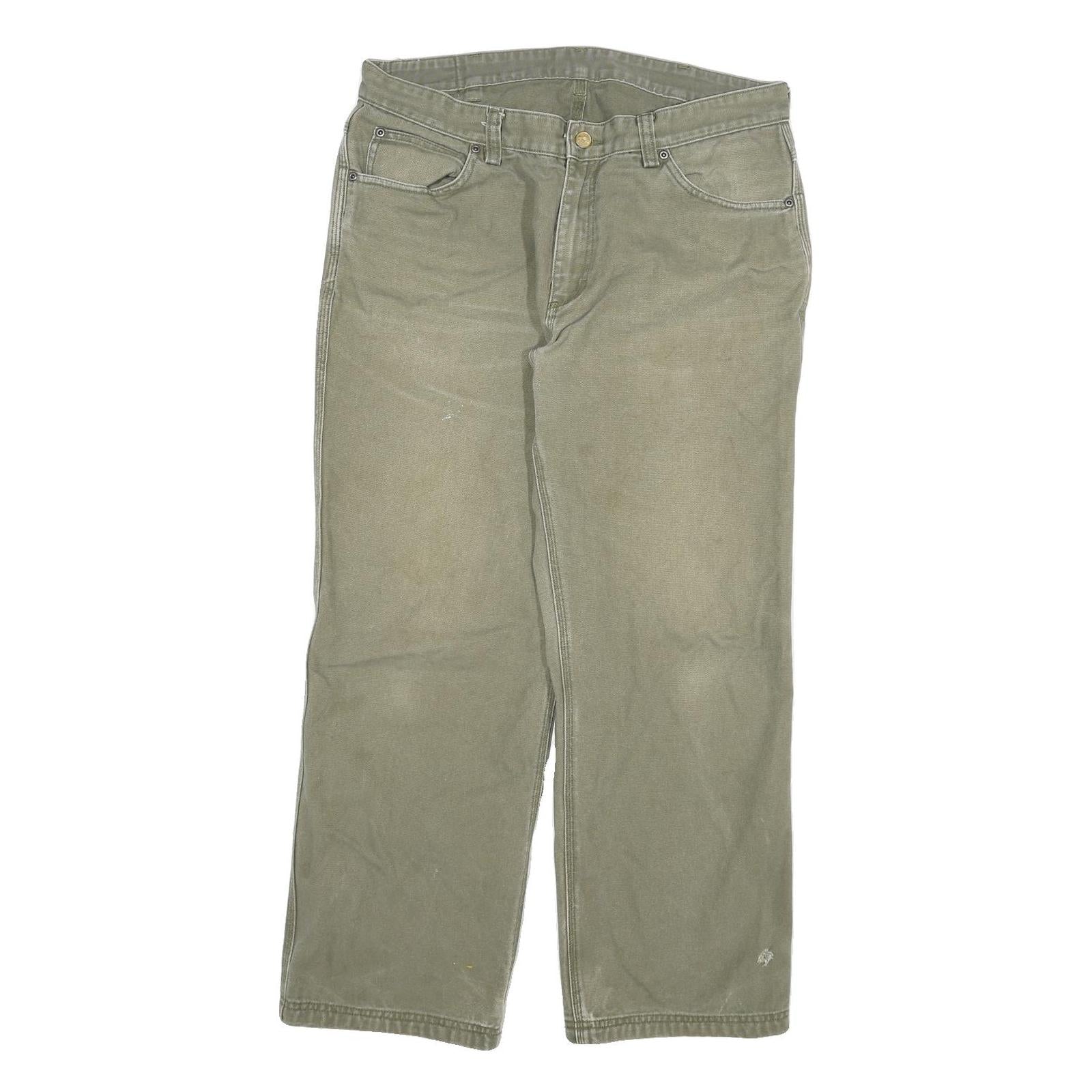 DICKIES Mens Regular Fit Jeans Green Denim W34 L28 Classic Workwear Relaxed