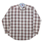 TOMMY HILFIGER Mens White Green Red Check Shirt L Classic Button-Down Cotton