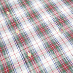 TOMMY HILFIGER Mens White Green Red Check Shirt L Classic Button-Down Cotton