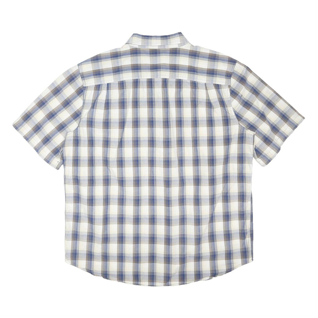 CARHARTT Mens Blue Beige Check Shirt XL Cotton Blend Casual Short Sleeve
