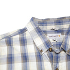 CARHARTT Mens Blue Beige Check Shirt XL Cotton Blend Casual Short Sleeve