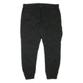 FSBN Mens Black Cotton Blend Relaxed Cargo Trousers W38 L28 Drawstring Casual