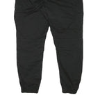 FSBN Mens Black Cotton Blend Relaxed Cargo Trousers W38 L28 Drawstring Casual