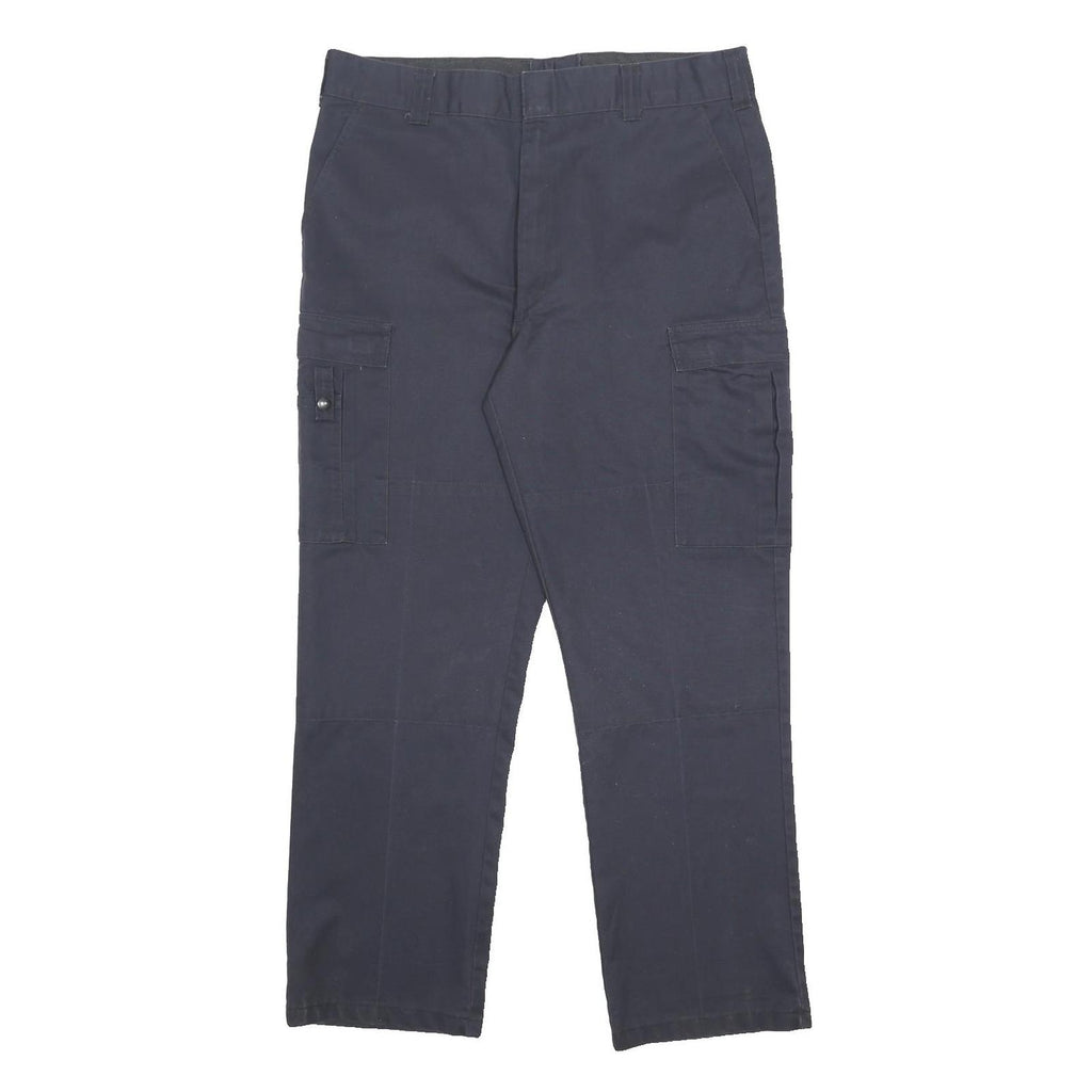 DICKIES Mens Cotton Blend Navy Blue Regular Cargo Trousers W38 L31 Workwear Zip