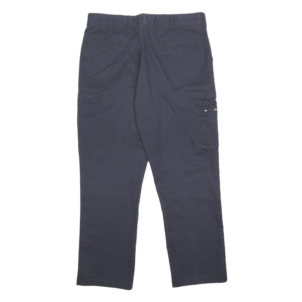 DICKIES Mens Cotton Blend Navy Blue Regular Cargo Trousers W38 L31 Workwear Zip