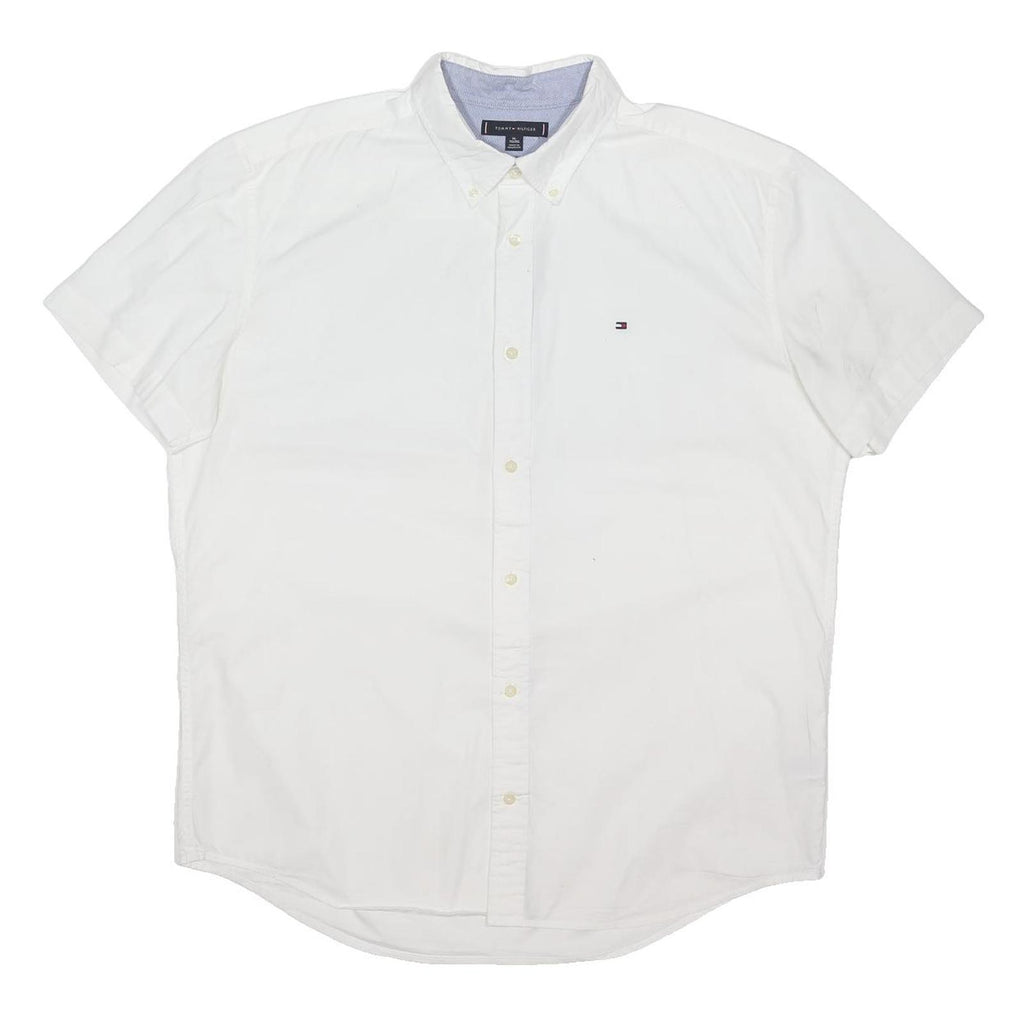 TOMMY HILFIGER Mens White Button Down Shirt XL Classic Cotton Blend Casual