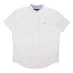 TOMMY HILFIGER Mens White Button Down Shirt XL Classic Cotton Blend Casual