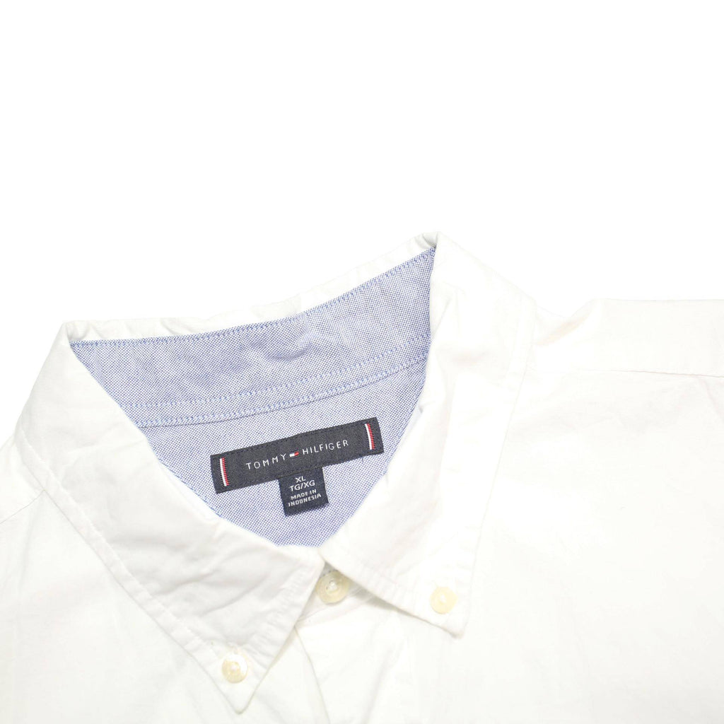 TOMMY HILFIGER Mens White Button Down Shirt XL Classic Cotton Blend Casual